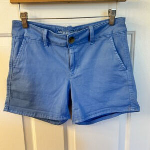 American Eagle Womens Midi Shorts Size 4 Blue Casual Super Stretch